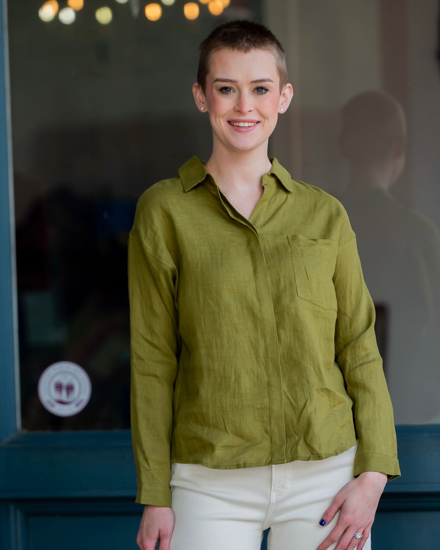 Jackson Linen Blouse - Olive Green
