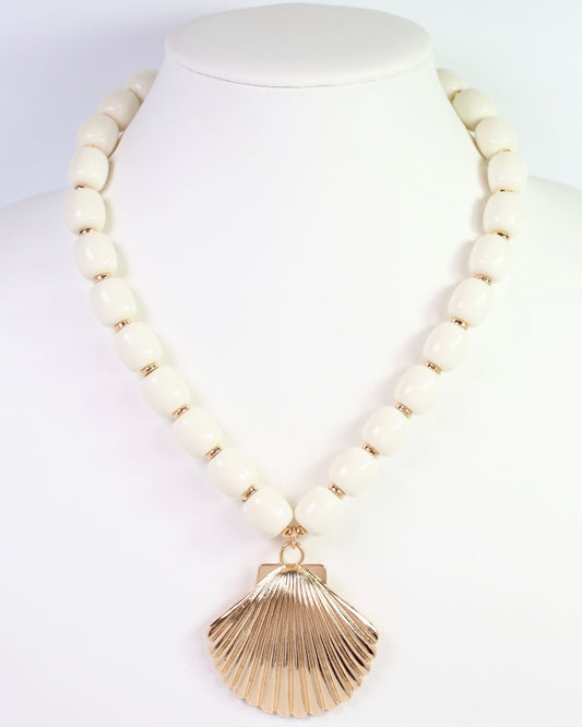 Muriel Beaded Shell Necklace Ivory