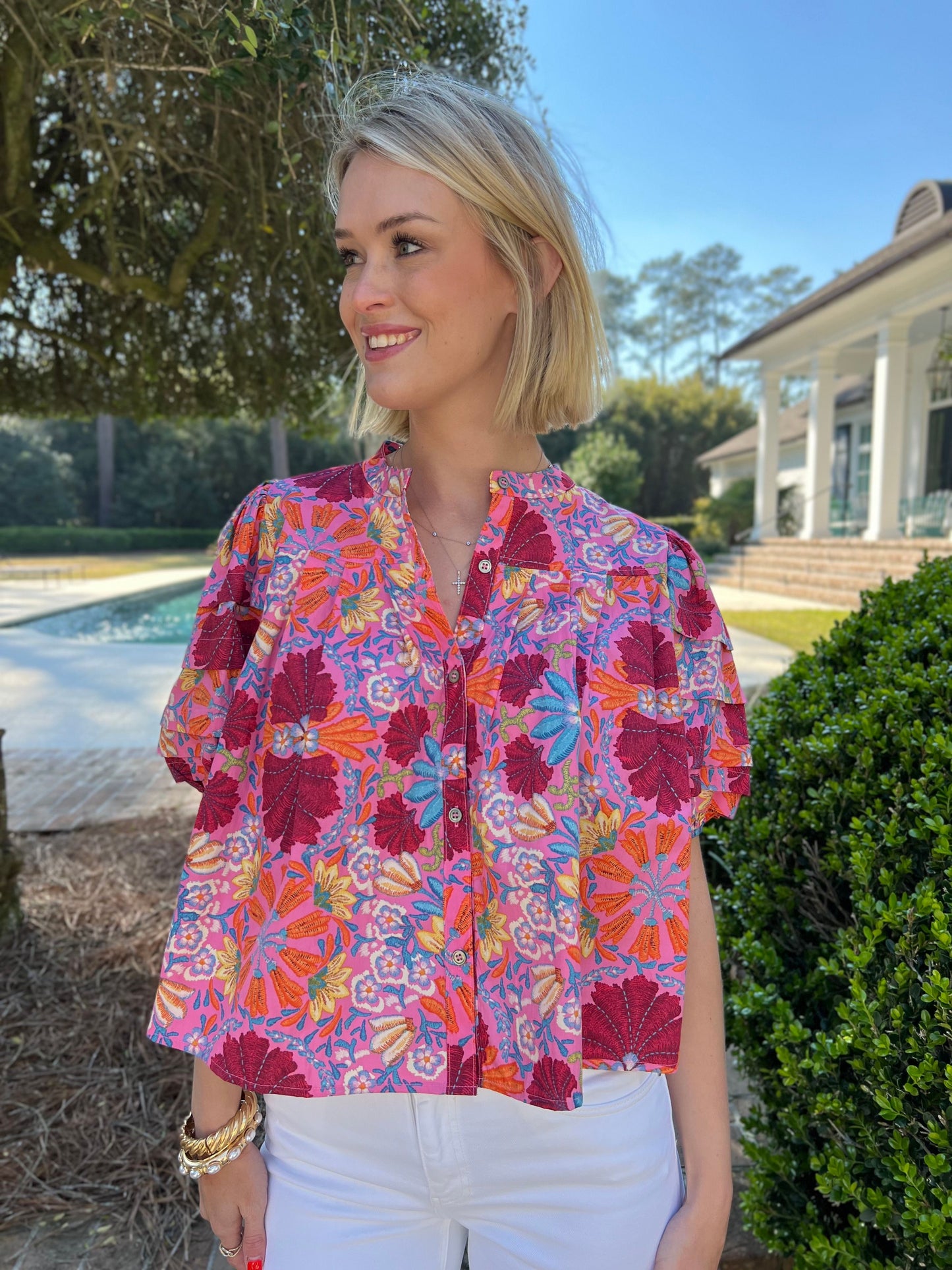 Adora Pink Floral Print Top