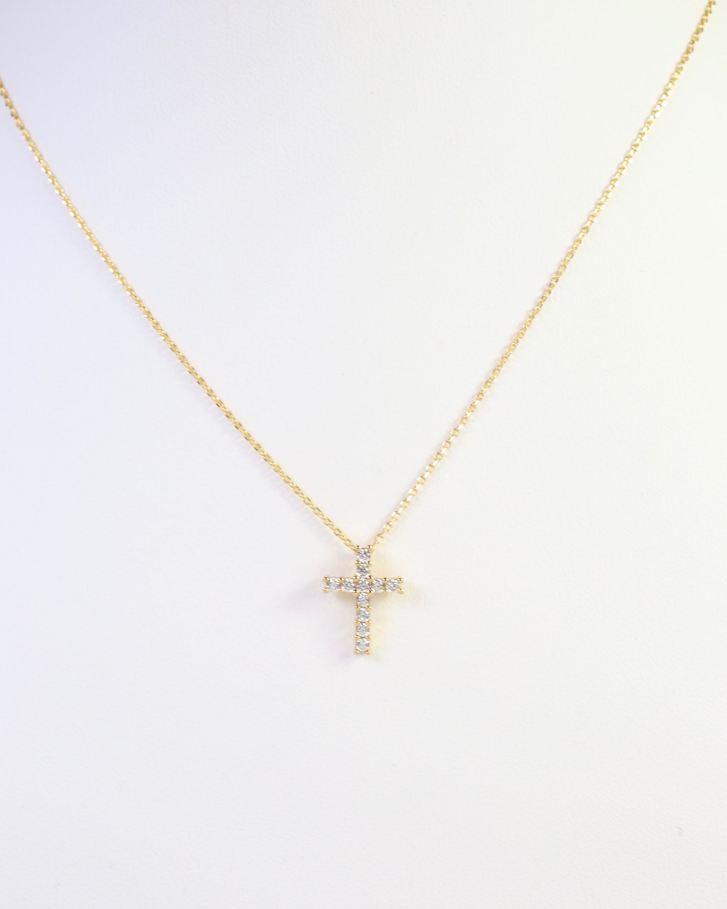 Oxford CZ Cross Necklace Gold