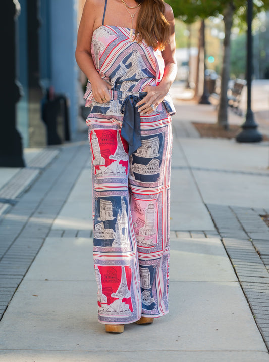 Harlow Destination Print Wide Leg Pants
