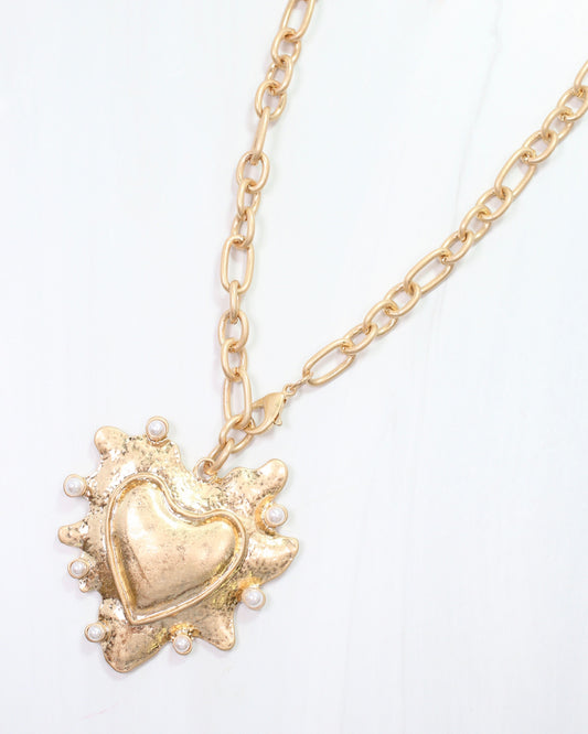 Raina Long Pendant Necklace Worn Gold