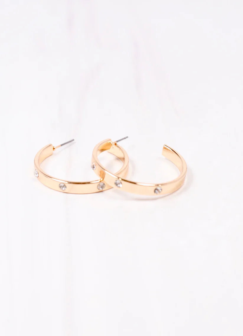 Bridges CZ Hoop Earrings Gold