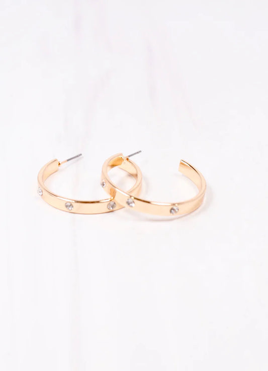 Bridges CZ Hoop Earrings GOLD