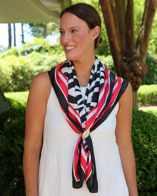 Harper Striped Scarf Large Red Black