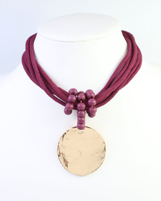 Ryder Rope Charm Necklace Burgundy