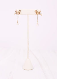 Olga Bow Earring with Pearl GOLD - Caroline Hill