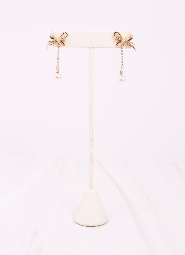 Olga Bow Earring with Pearl GOLD - Caroline Hill