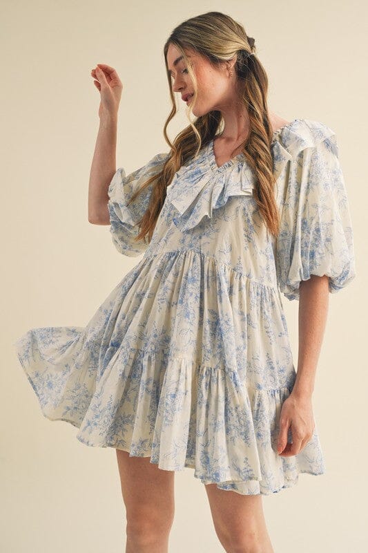 On the Run Blue Printed Dress - Caroline Hill