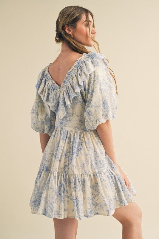 On the Run Blue Printed Dress - Caroline Hill