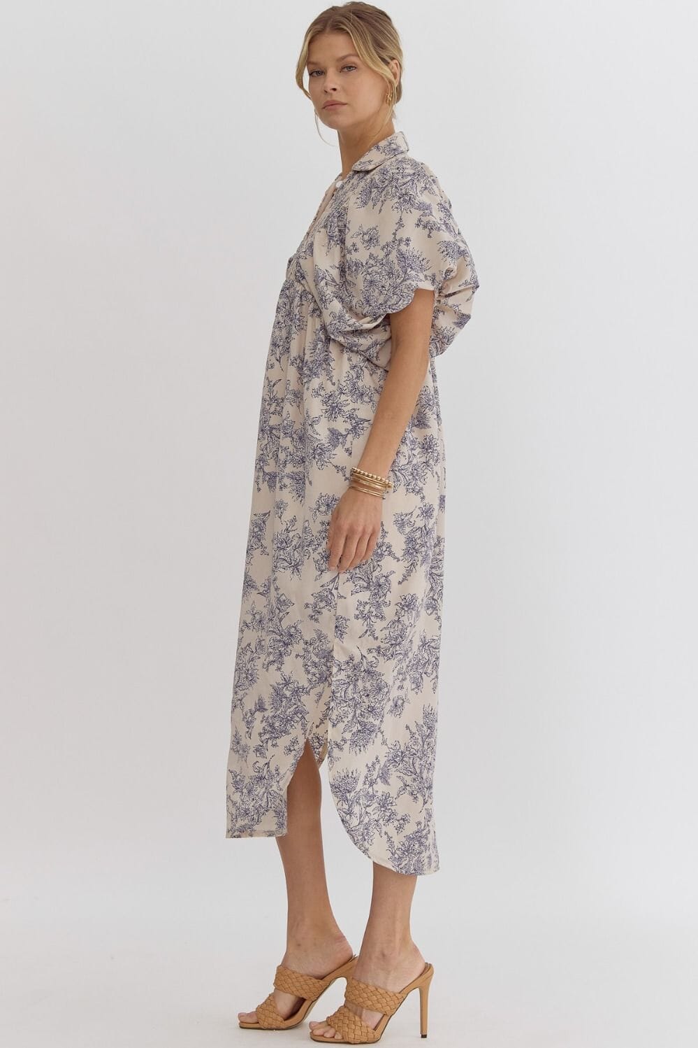 Onto the Next Ecru Printed Midi Dress - Caroline Hill