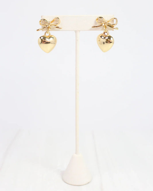 Catie Bow Heart Earring GOLD