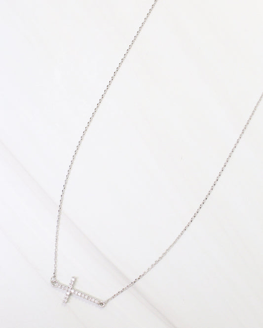 Lakehurst Side Cross Necklace WR Silver
