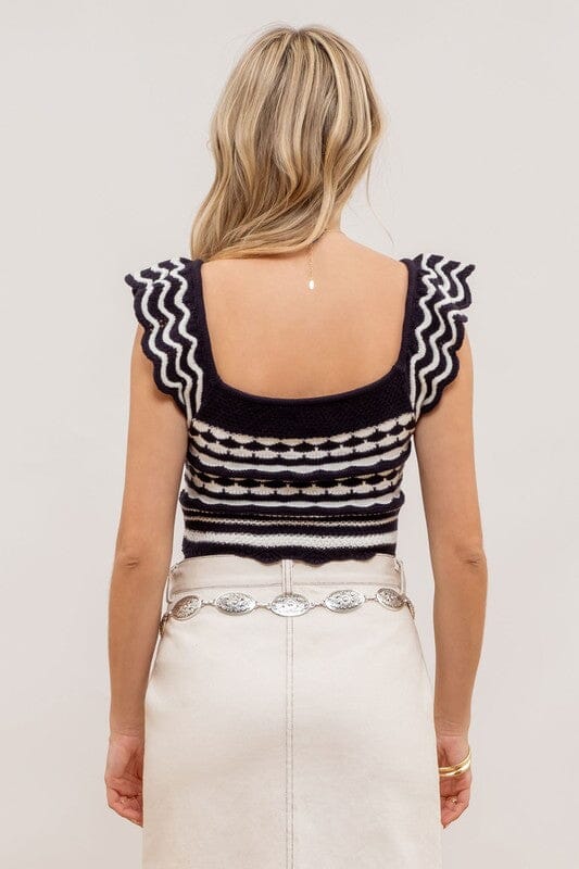 Out and About Navy Knit Crop Top - Caroline Hill