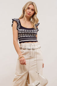 Out and About Navy Knit Crop Top - Caroline Hill