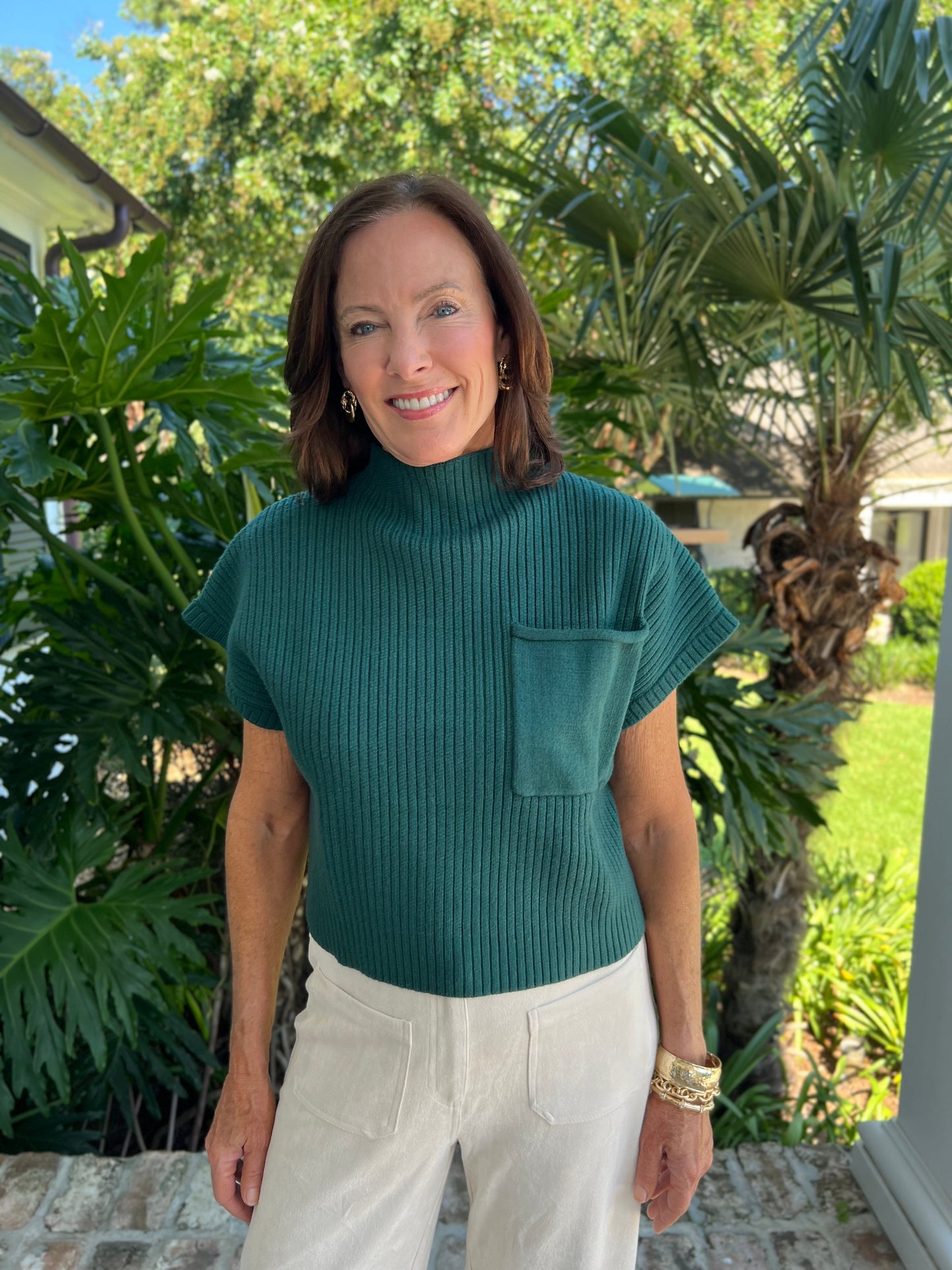 Out in the Open Forest Green Sweater Top - Caroline Hill