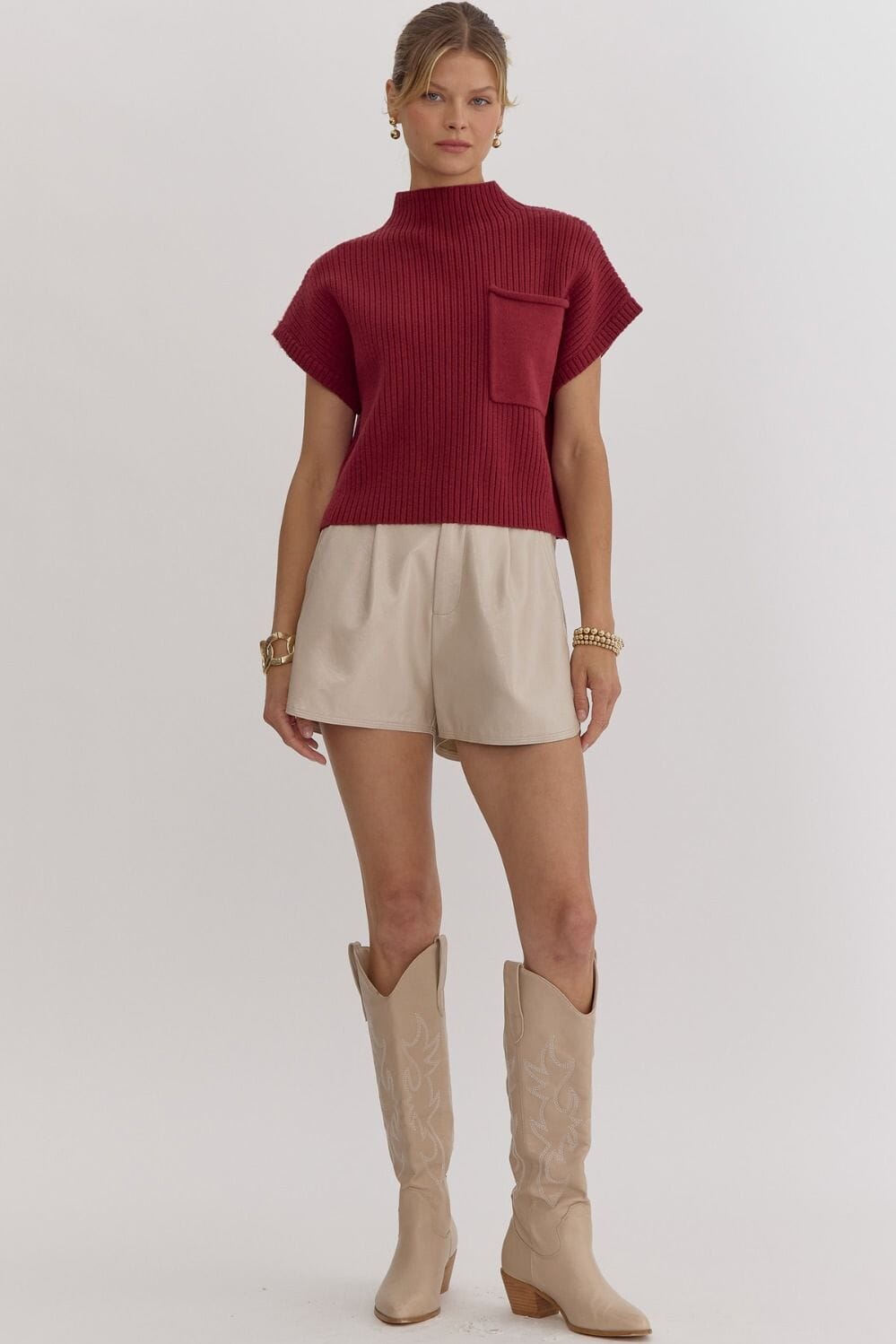 Out in the Open Ruby Red Sweater Top - Caroline Hill