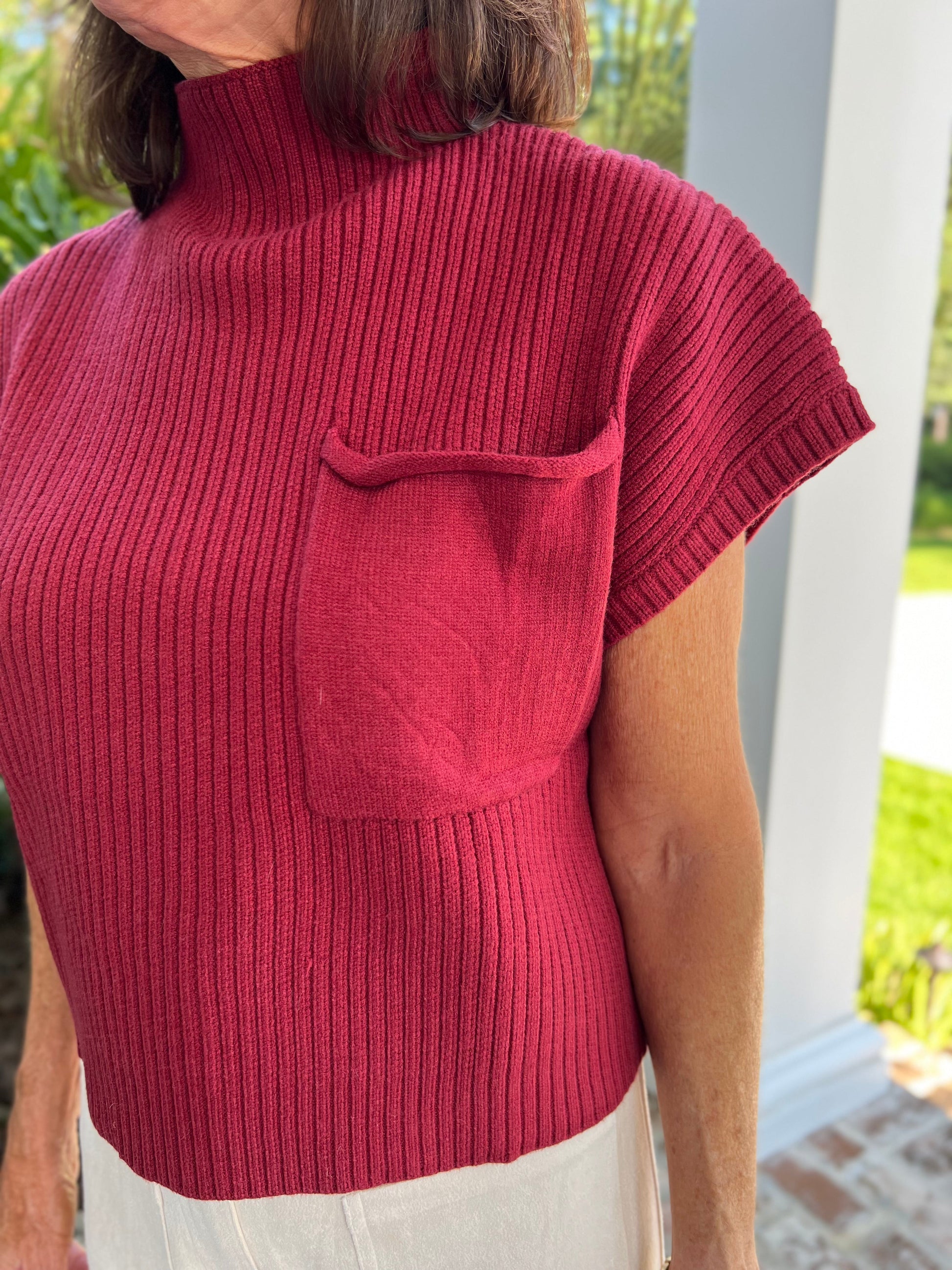 Out in the Open Ruby Red Sweater Top - Caroline Hill