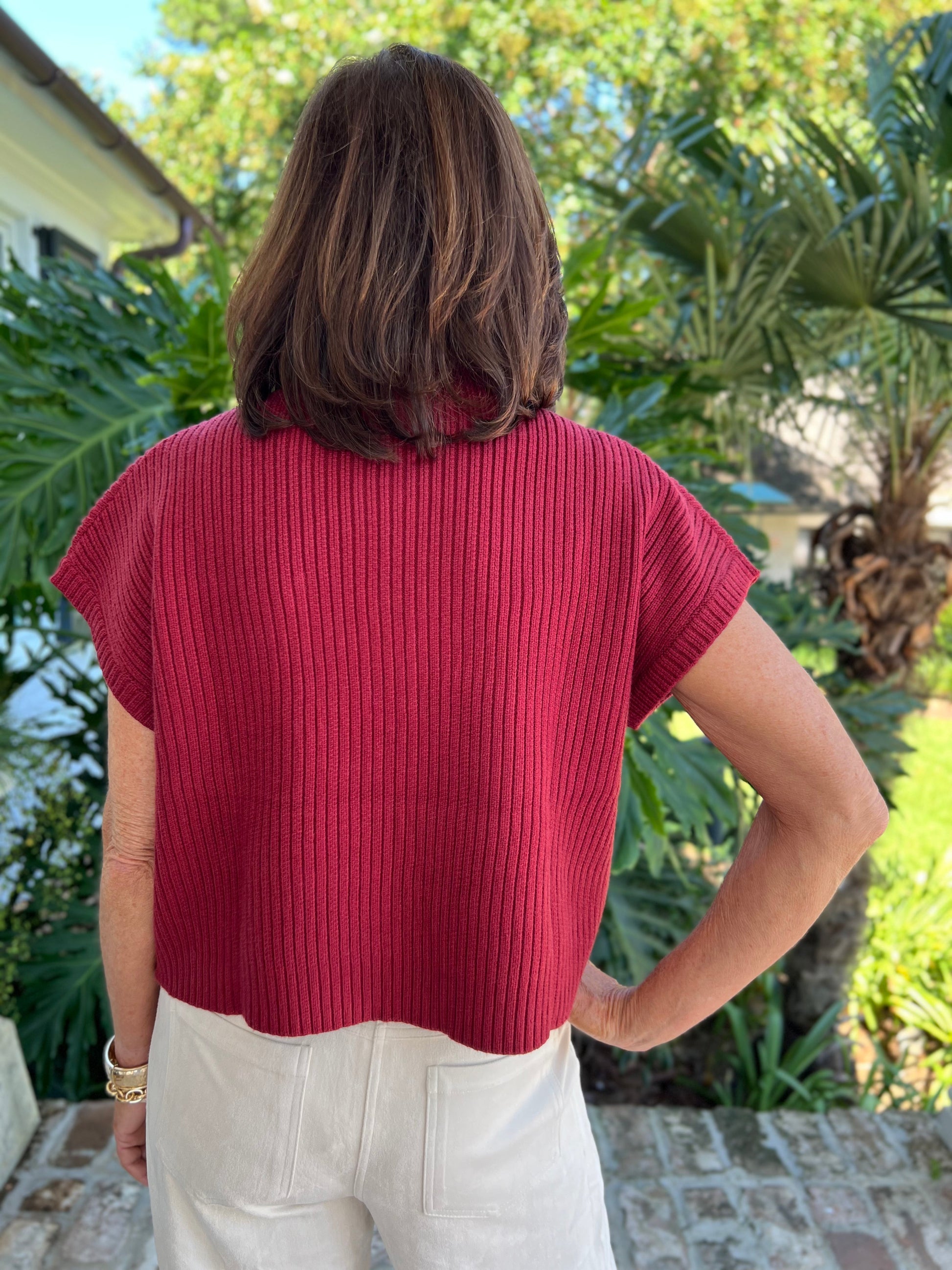 Out in the Open Ruby Red Sweater Top - Caroline Hill