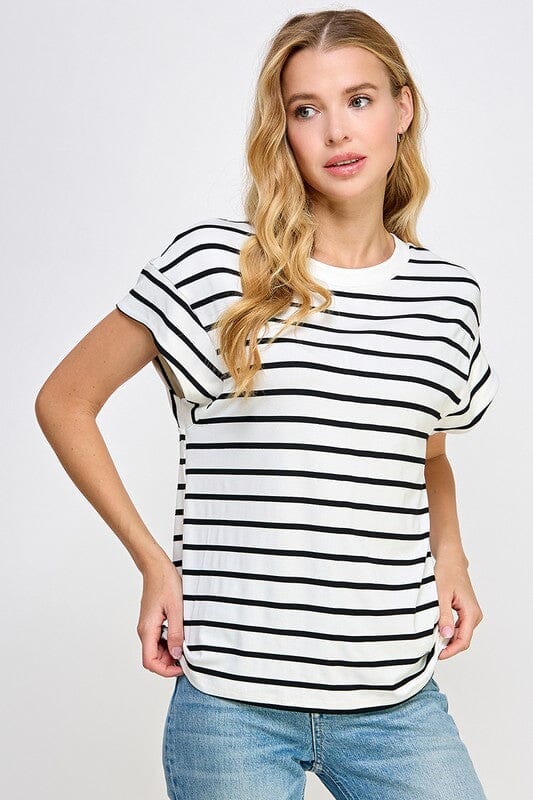 Out of Here Black and White Stripe Tee - Caroline Hill