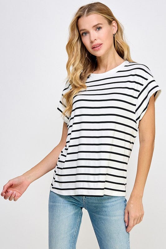 Out of Here Black and White Stripe Tee - Caroline Hill