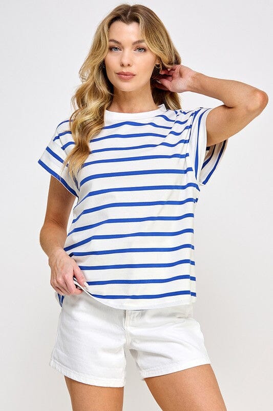 Out of Here Blue and White Stripe Tee - Caroline Hill
