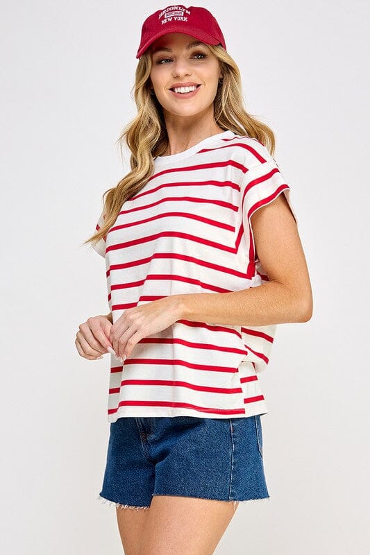 Out of Here Red and White Stripe Tee - Caroline Hill
