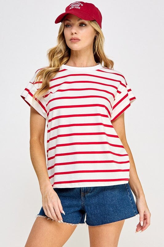 Out of Here Red and White Stripe Tee - Caroline Hill