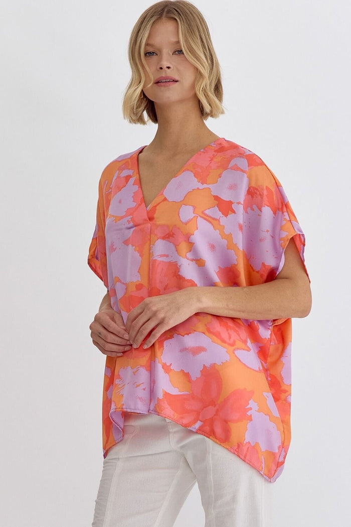 Out of the Picture Orange Floral Top - Caroline Hill