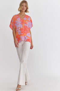 Out of the Picture Orange Floral Top - Caroline Hill