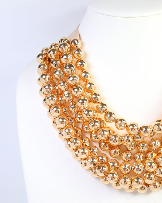 Kimbrel Multi Layered Smooth Beaded Necklace Shiny Gold
