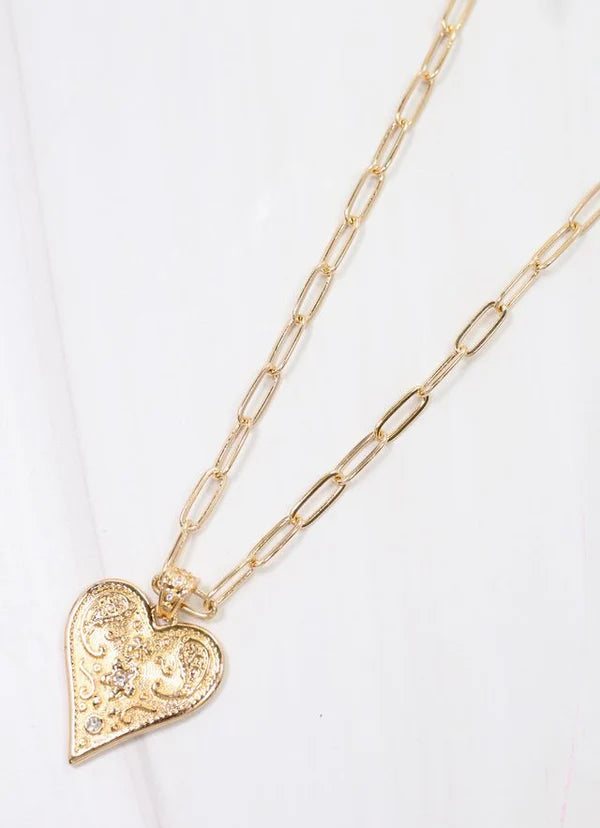 Charlie Heart Necklace Gold