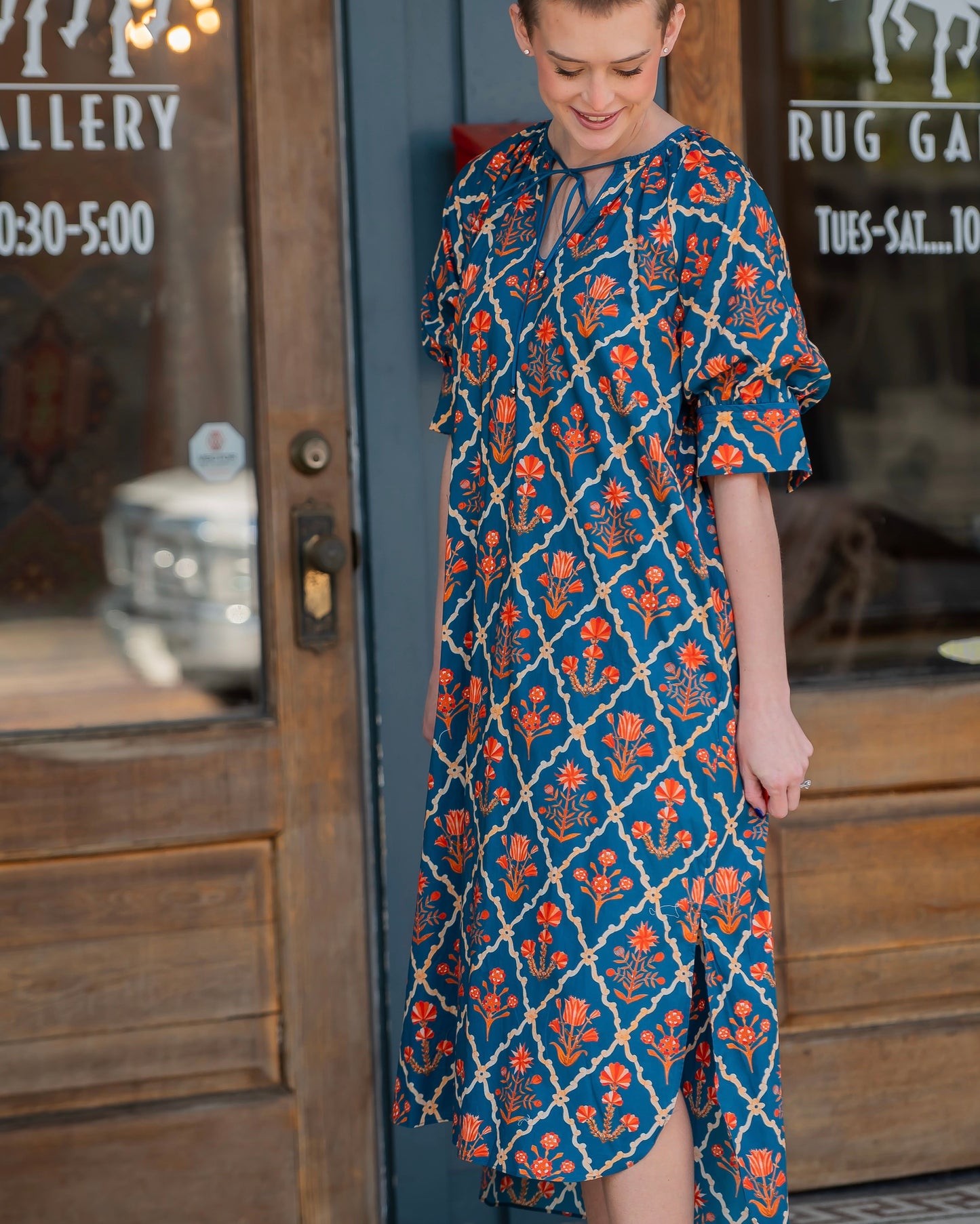 Solana Floral Cuffed Puff Sleeve Dress