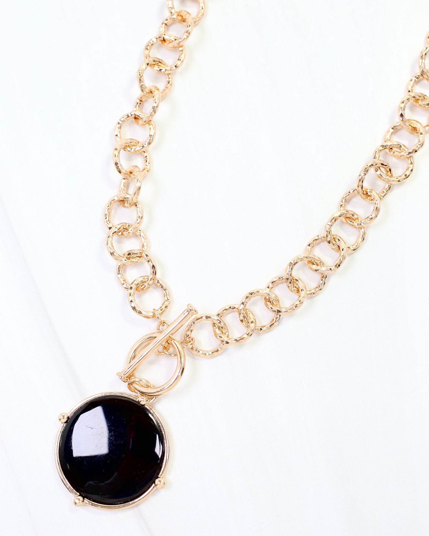 McKinley Pendant Toggle Necklace Black