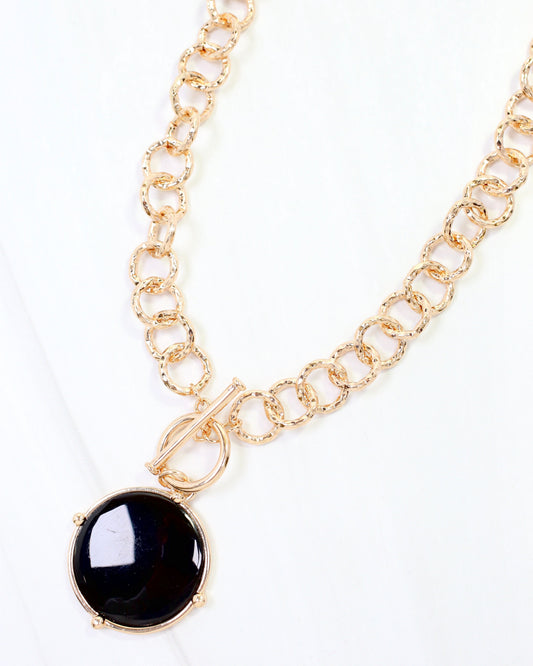 McKinley Pendant Toggle Necklace Black