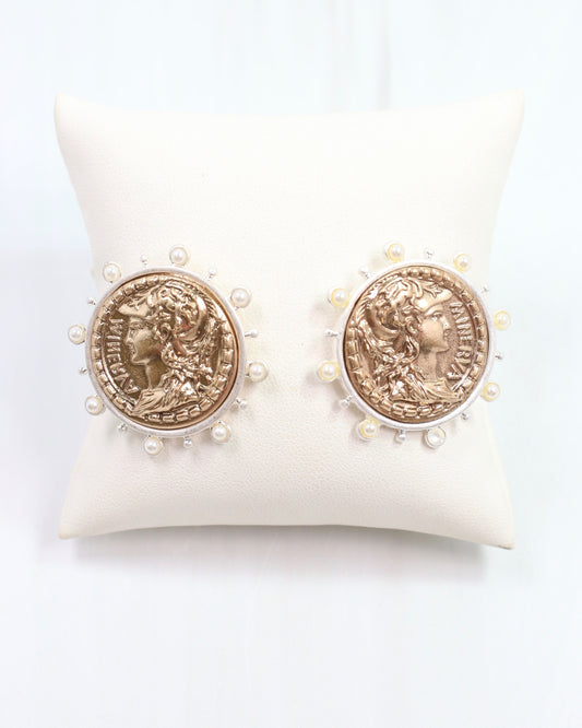 Anna Kate Coin Earring Worn Gold