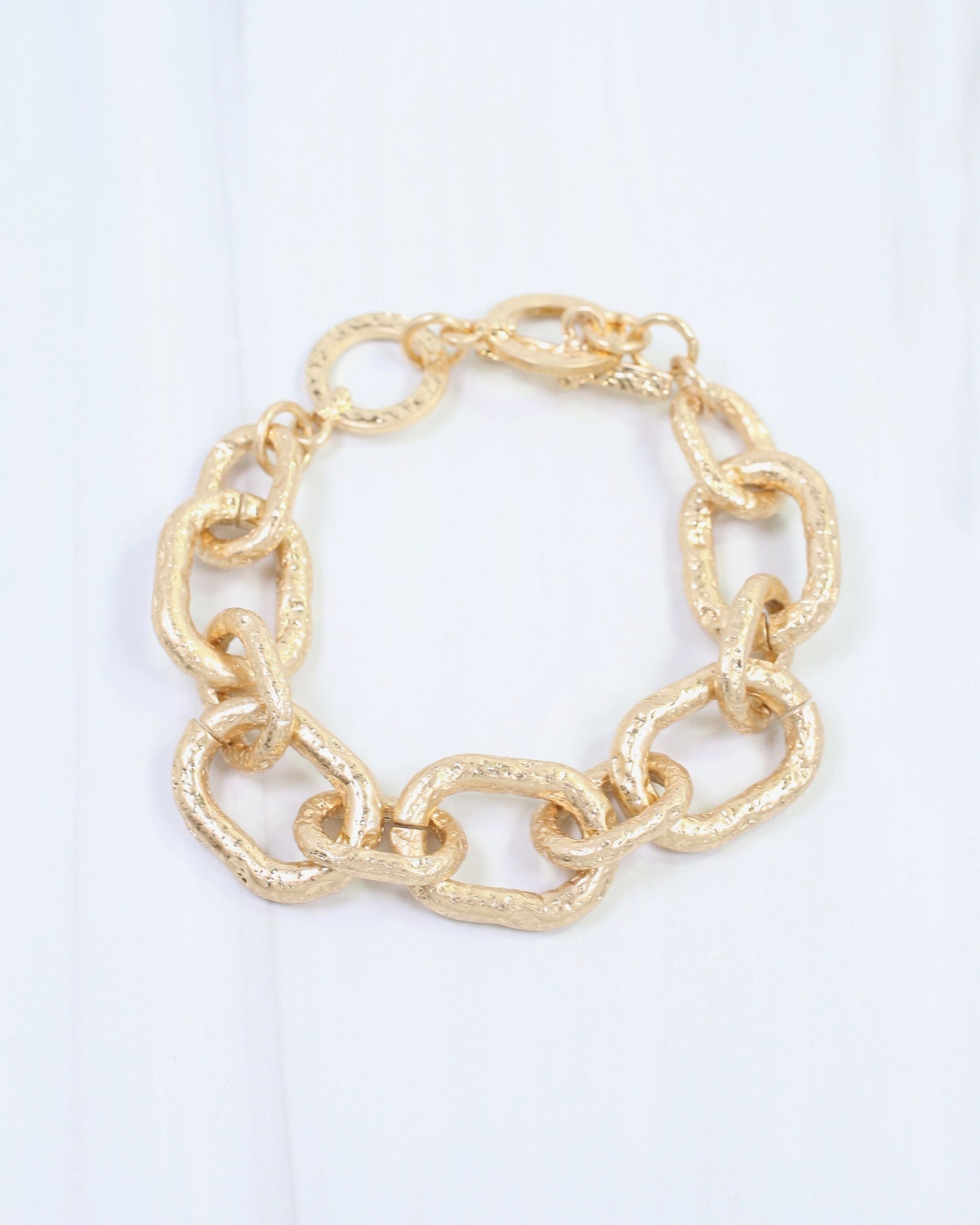 Ailani Hammered Link Bracelet Worn Gold