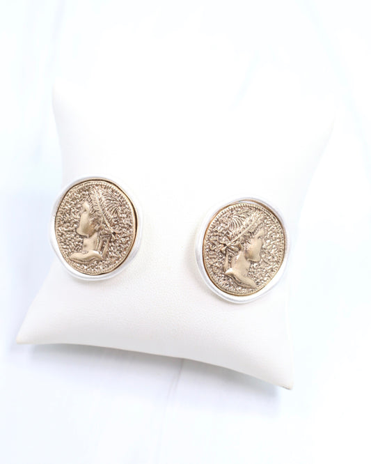 Alexander Coin Earring Worn Gold