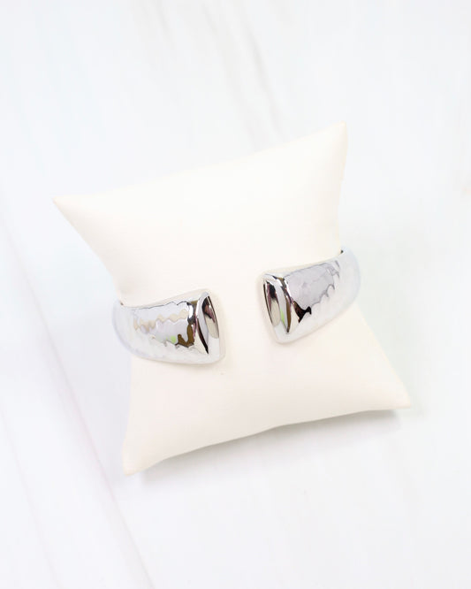 Corning Hammered Open Cuff Bracelet Silver