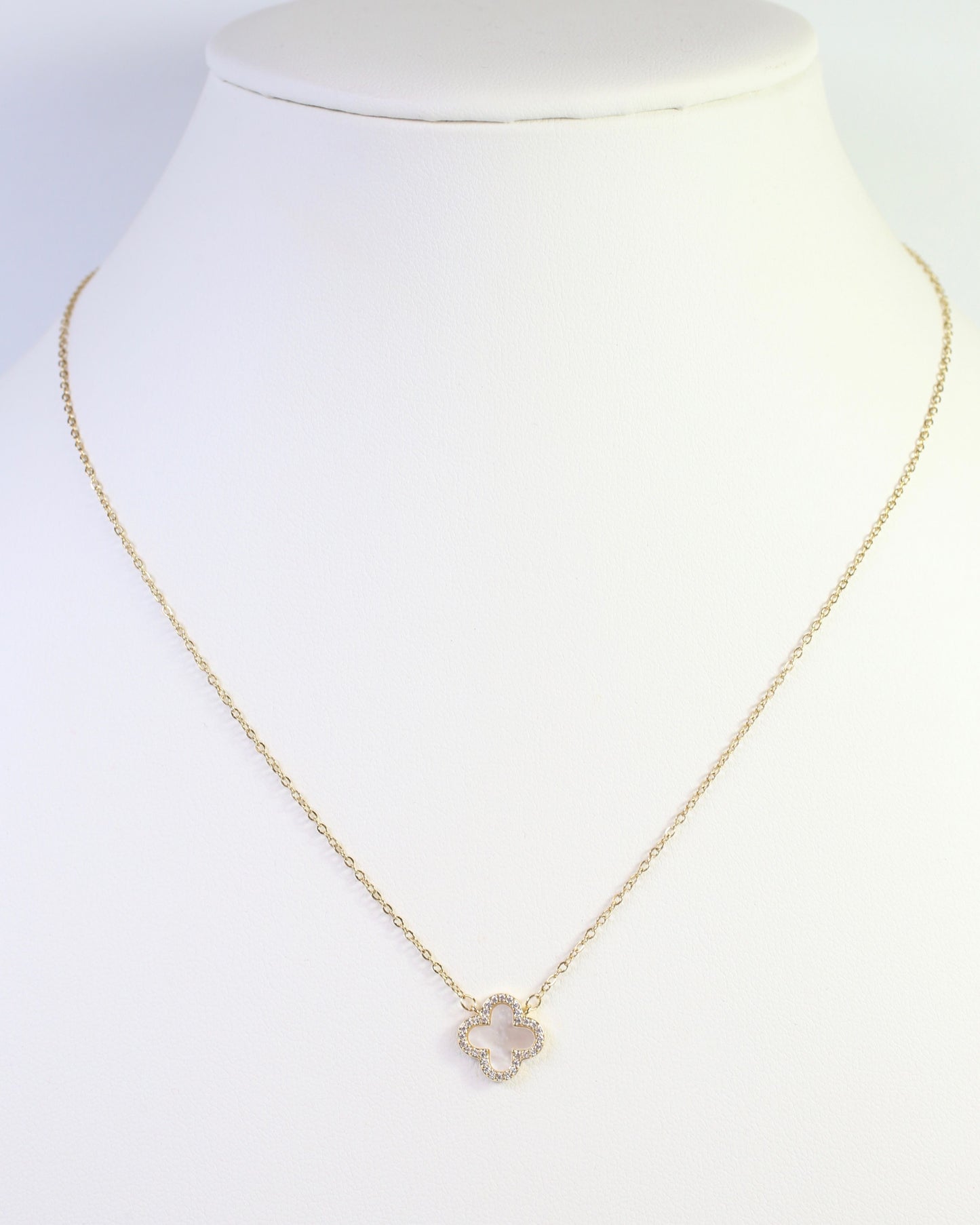 Cindy Opal Clover Necklace Gold