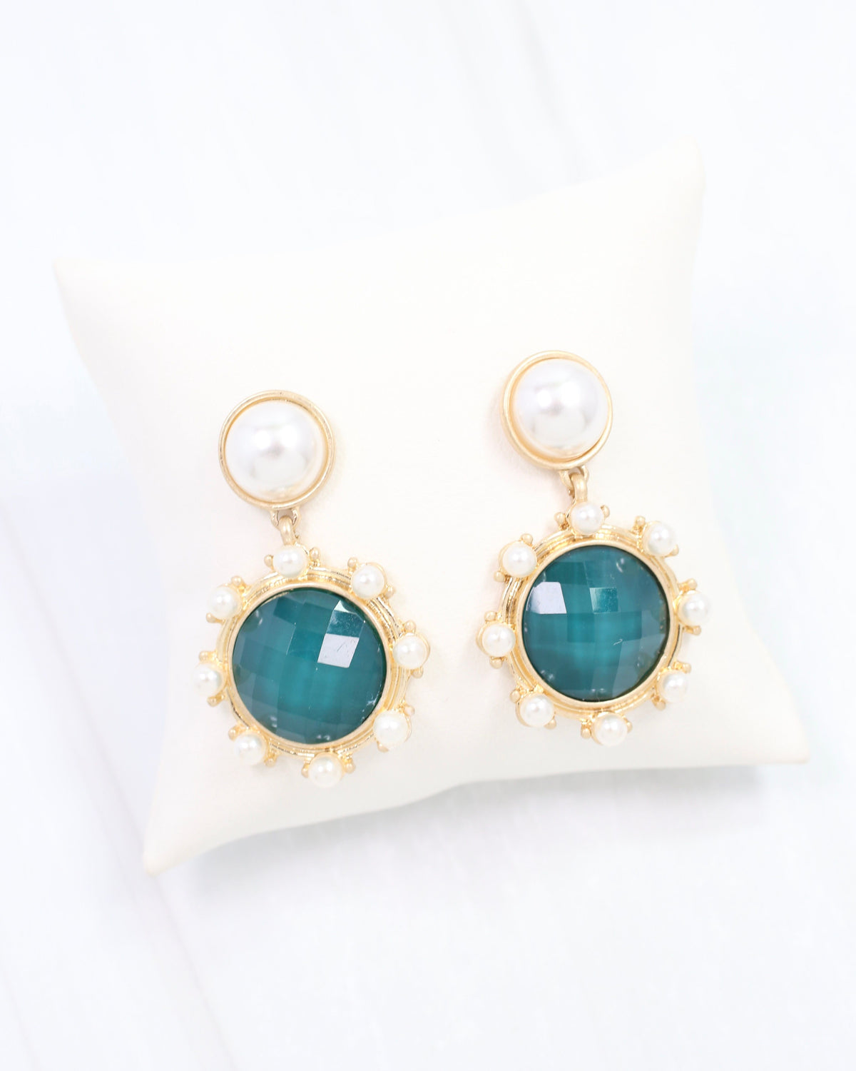 Mayra Faceted Pearl Earring Teal