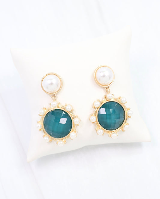 Mayra Faceted Pearl Earring Teal