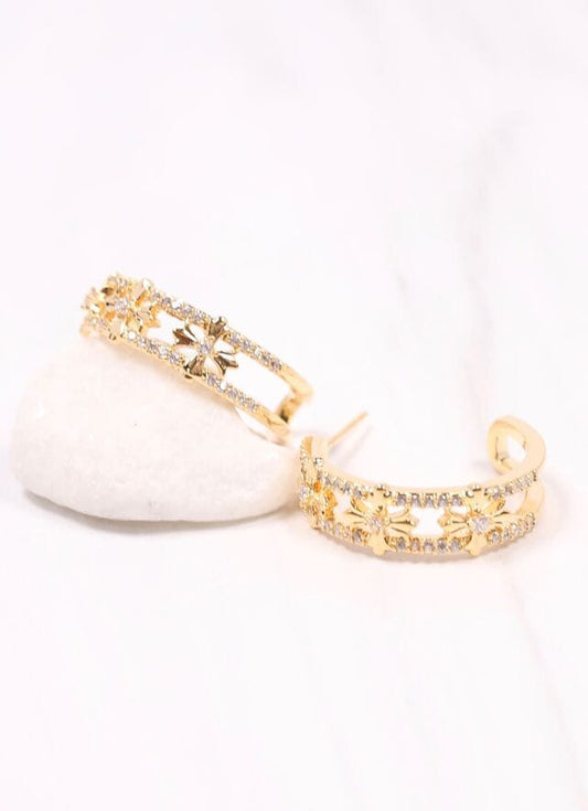 Panabaker CZ Open Hoop Earring GOLD - Caroline Hill