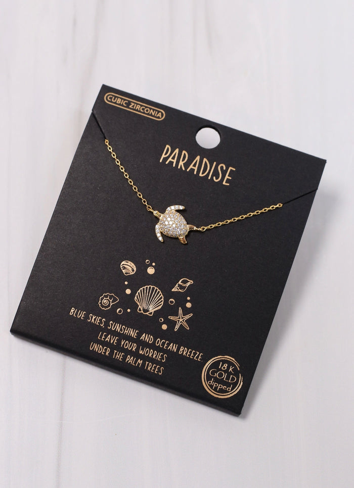 Paradise CZ Turtle Necklace GOLD - Caroline Hill