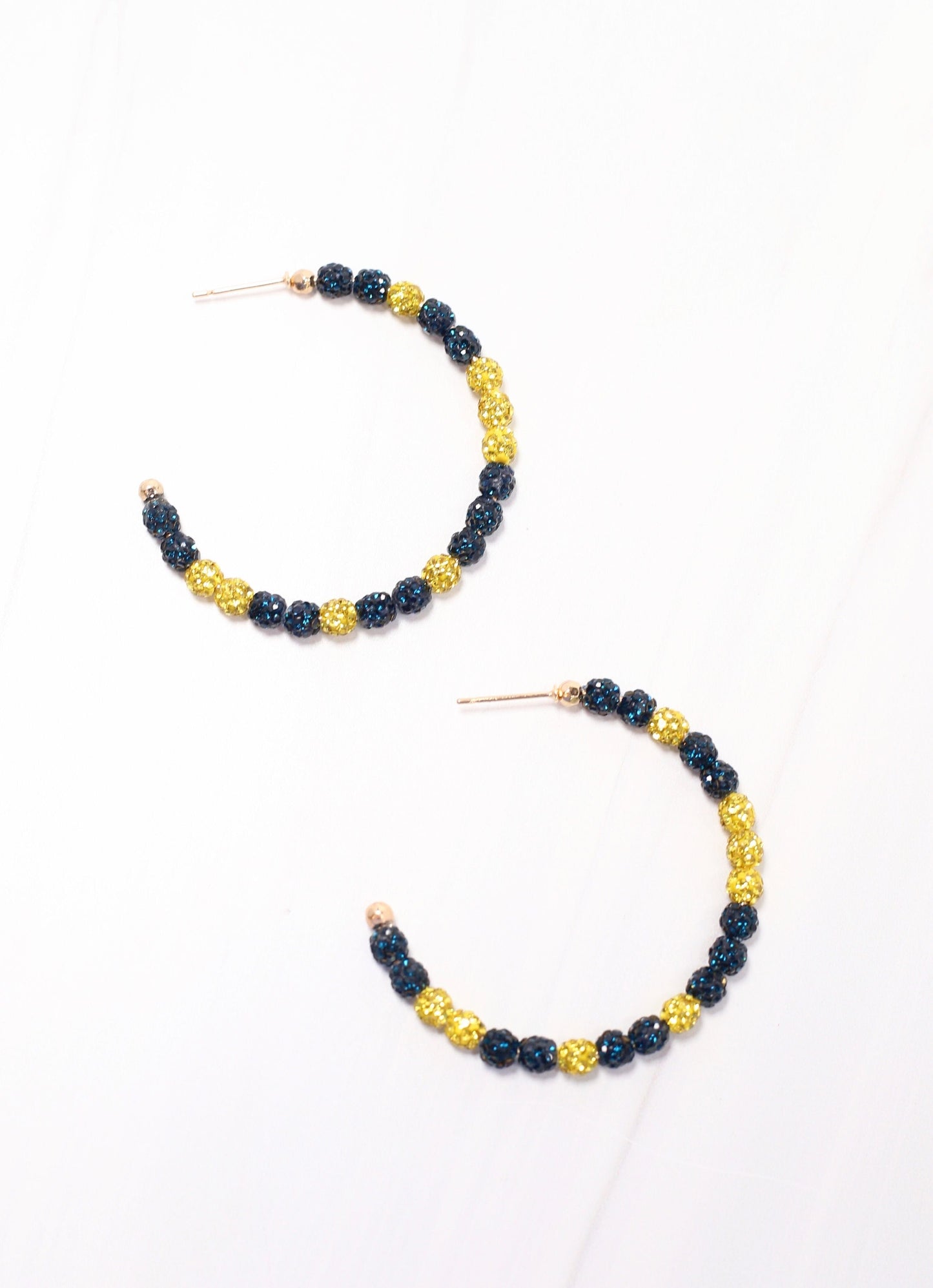 Pave Hoop Earring Navy and Gold - Caroline Hill