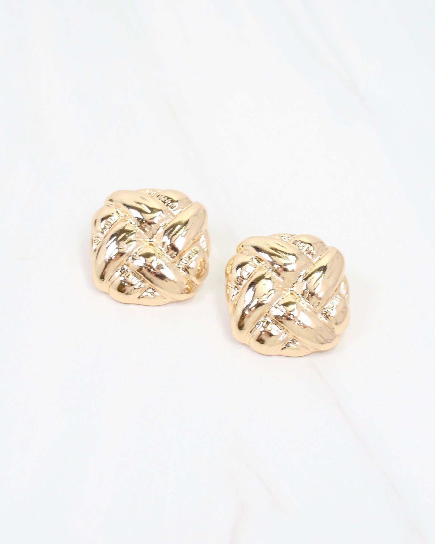 Wilmington Woven Square Post Earring Gold