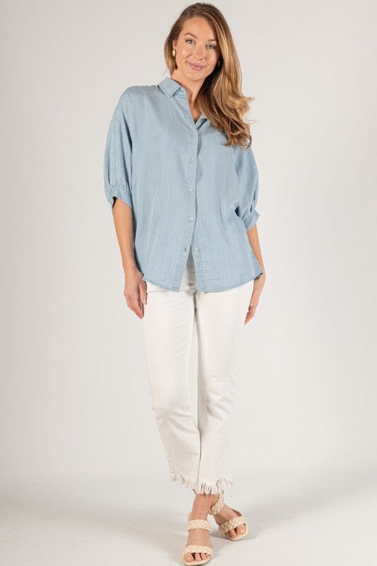 Perfect Light Wash Button Up - Caroline Hill