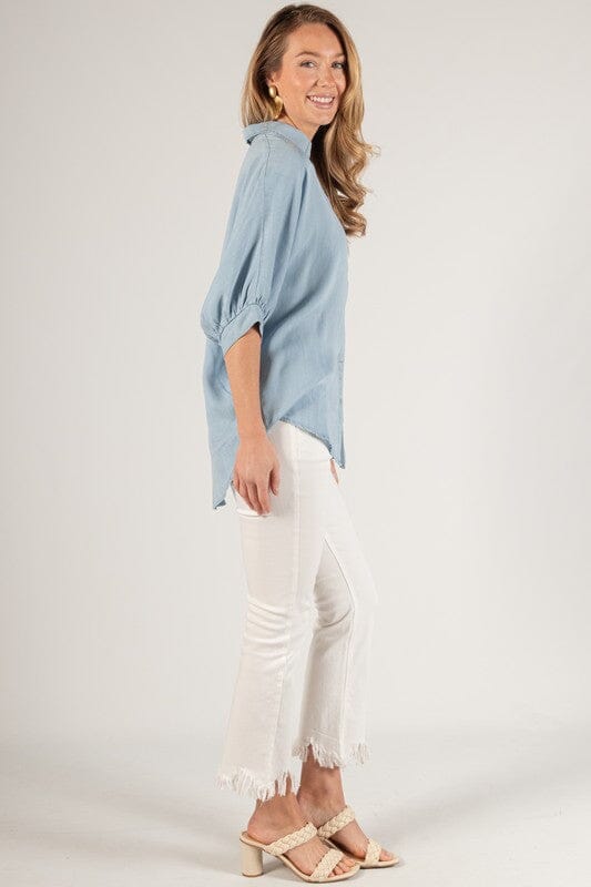 Perfect Light Wash Button Up - Caroline Hill