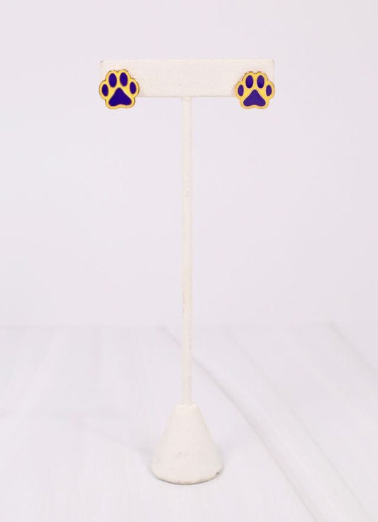 Perfect Paw Print Stud Earring PURPLE YELLOW - Caroline Hill