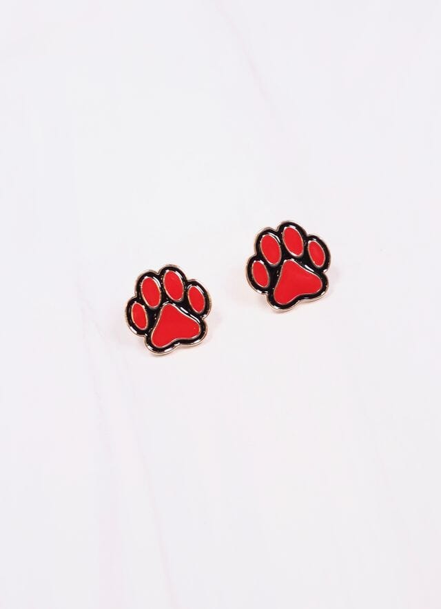 Perfect Paw Print Stud Earring RED BLACK - Caroline Hill